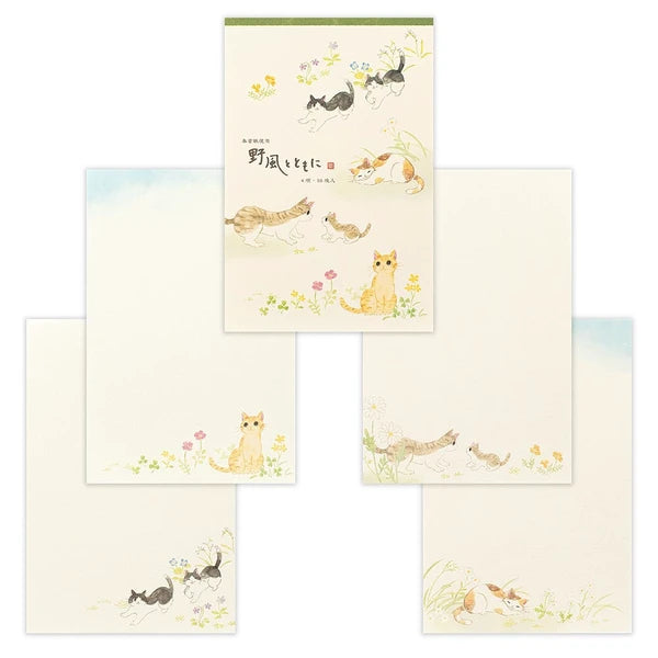 Cat Writing Paper Nekorobi: With the wild wind – Made in Japan