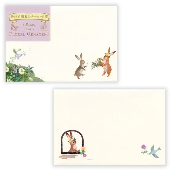 Rabbit Decorated with Flowers Envelopes – Made in Japan