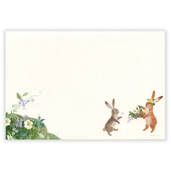 Rabbit Decorated with Flowers Envelopes – Made in Japan