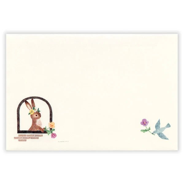 Rabbit Decorated with Flowers Envelopes – Made in Japan
