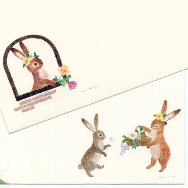 Rabbit Decorated with Flowers Envelopes – Made in Japan