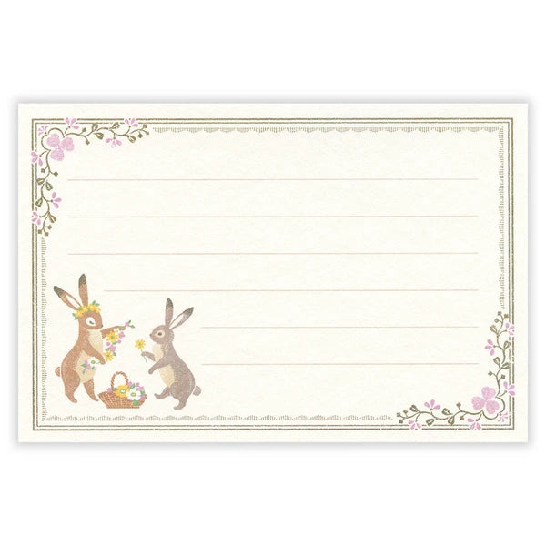 Mini Letter Set Rabbit decorated with flowers  - Made in Japan