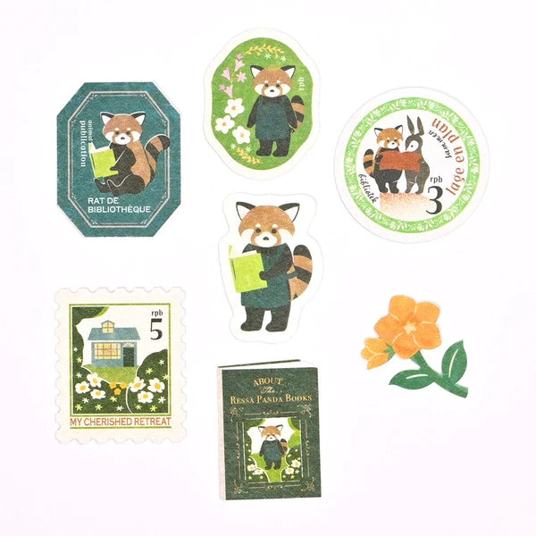 Red Panda Bookstore Matchbox Flake Stickers