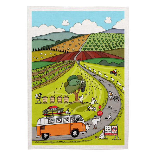 Chickens Stop Sign Tea Towel