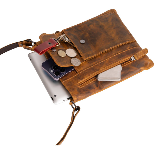 Cross Body Leather Bag Lucy Camel