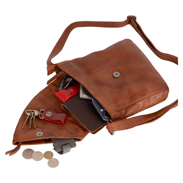 Leather Small Cross Body/sling bag Coruna Cognac