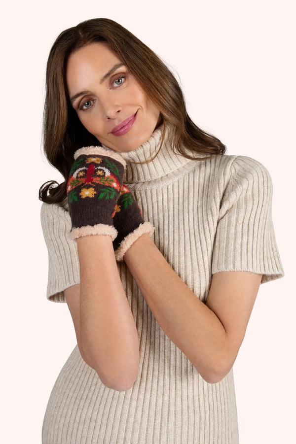Moth Wrist Warmers - Chocolate