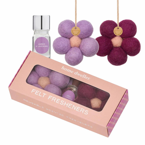 Amber & Lavender Felt Flower Fresheners