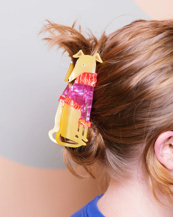 Greyhound in a jumper Hair Claw Clip