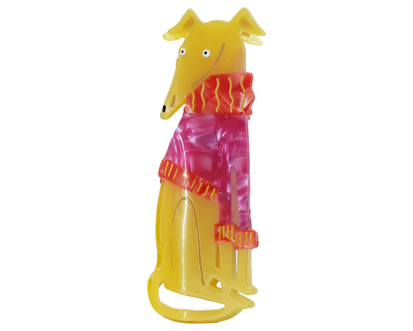 Greyhound in a jumper Hair Claw Clip