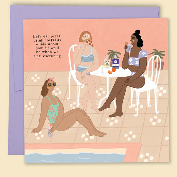 Let's Eat Pizza And Drink Cocktails Card