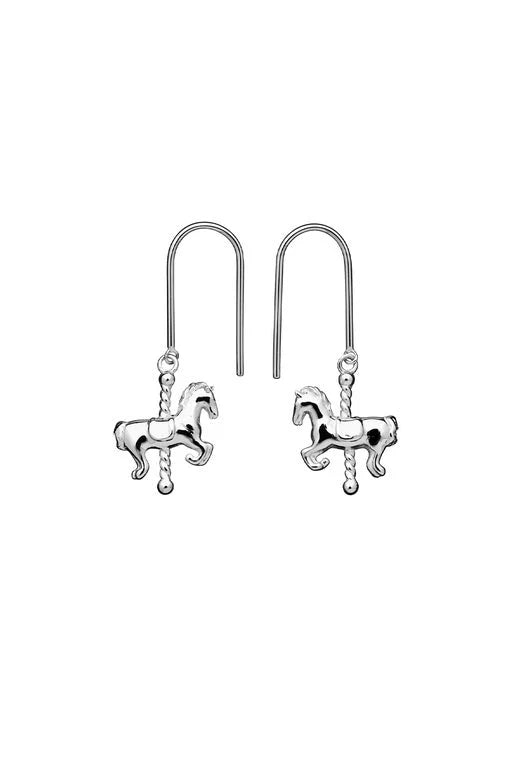 Mini Carousel Horse Earrings Silver | Karen Walker Jewellery | Sale